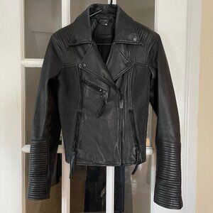 Rudsak Leather Biker Jacket, Black Leather, Size Small